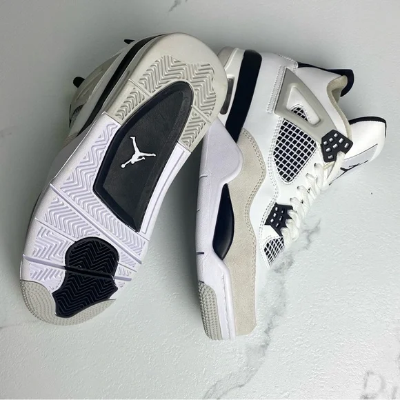 Jordan 4 Retro Military Black -Men’s White and Black Air Jordan Sneakers - Picture 5 of 10